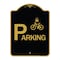 Signmission Parking With Cycle and Lock, Black & Gold Aluminum Architectural Sign, 18" x 24", BG-1824-24625 A-DES-BG-1824-24625 - alternate 1